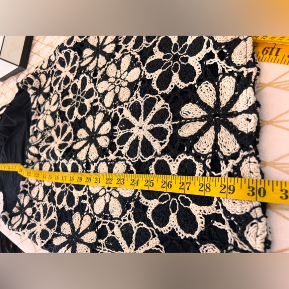Ramy Brook Irina Floral Crochet Halter Black & White Mini Dress Size S/P - Picture 13 of 14